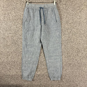 Athleta Women's Size 4 Blue 100% Linen High Rise Zip Pocket Cabo Jogger Pants